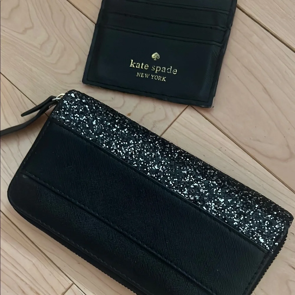 Kate Spade Black and Silver Glitter Wallet Set_6